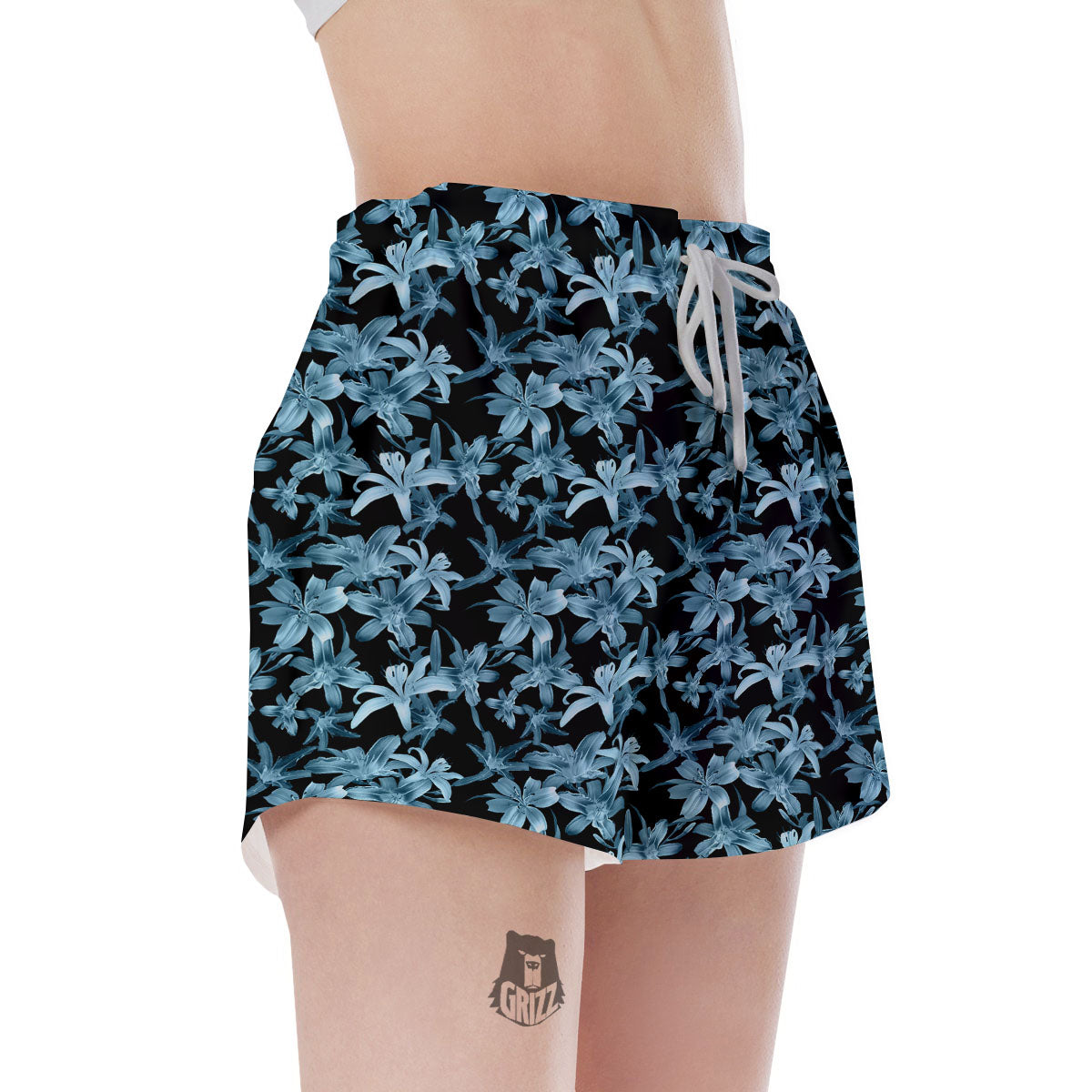 Tropical Blossom Blue Print Pattern Women's Shorts-grizzshop