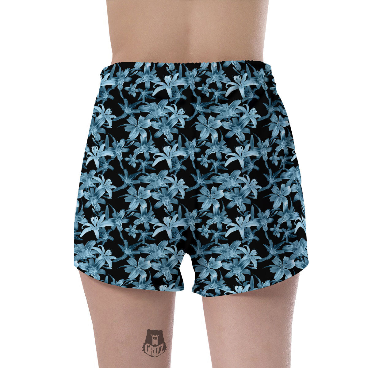 Tropical Blossom Blue Print Pattern Women's Shorts-grizzshop