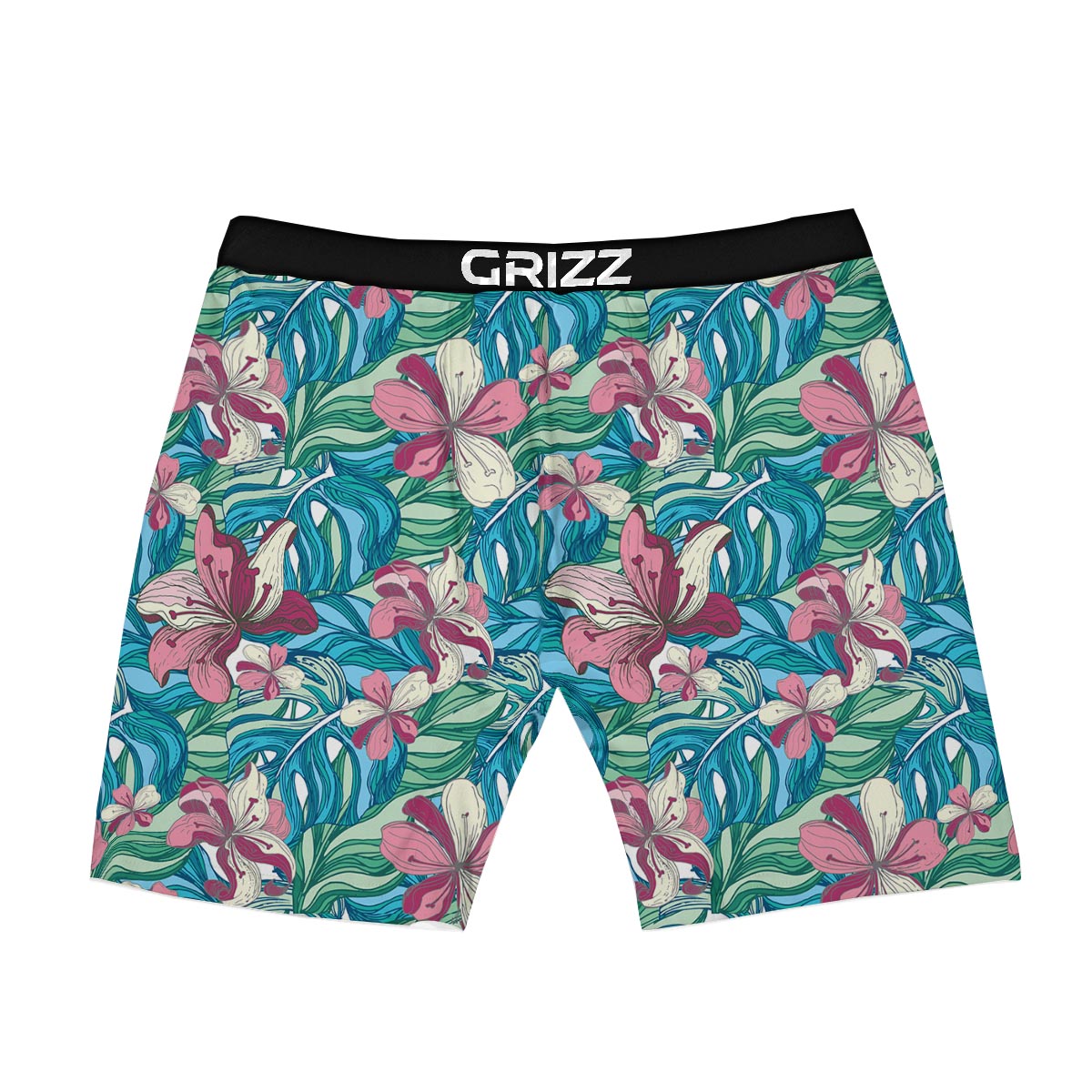 Tropical Blossom Teal Pink Print Pattern Boxer Briefs-grizzshop