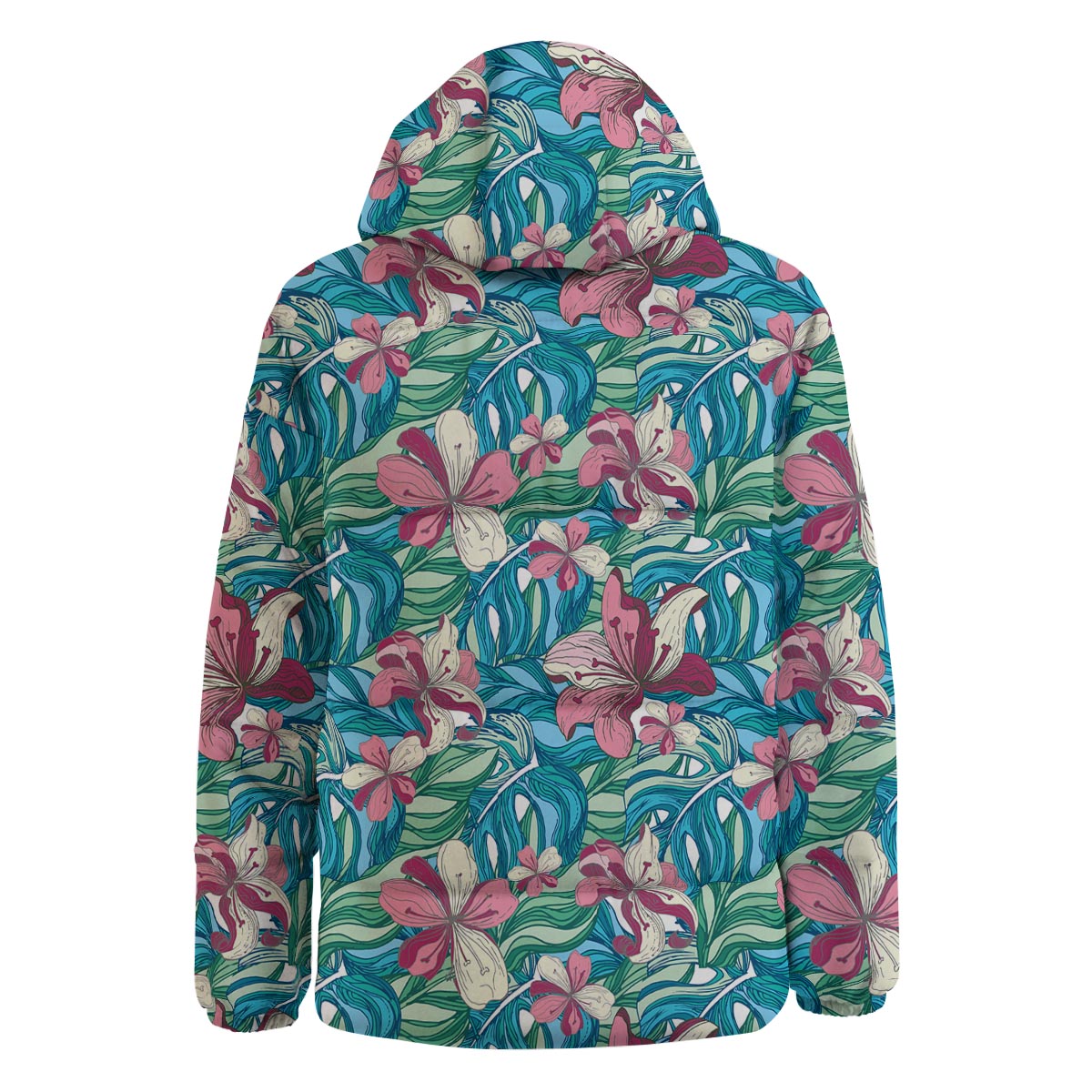 Tropical Blossom Teal Pink Print Pattern Down Jacket-grizzshop