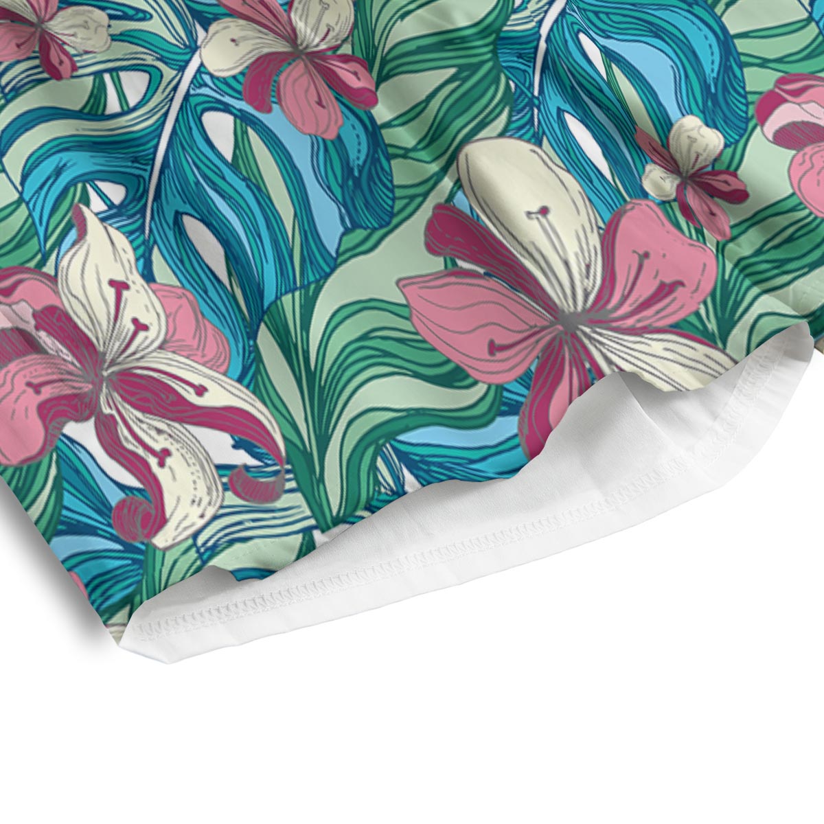 Tropical Blossom Teal Pink Print Pattern Men's Athletic Shorts