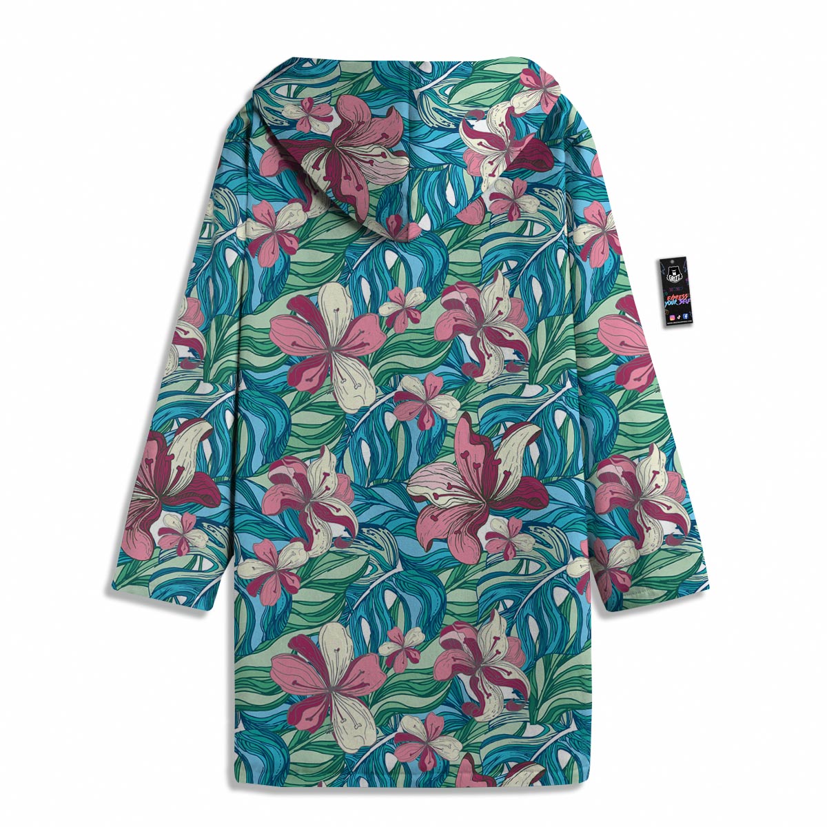 Tropical Blossom Teal Pink Print Pattern Men's Windbreaker Jacket-grizzshop