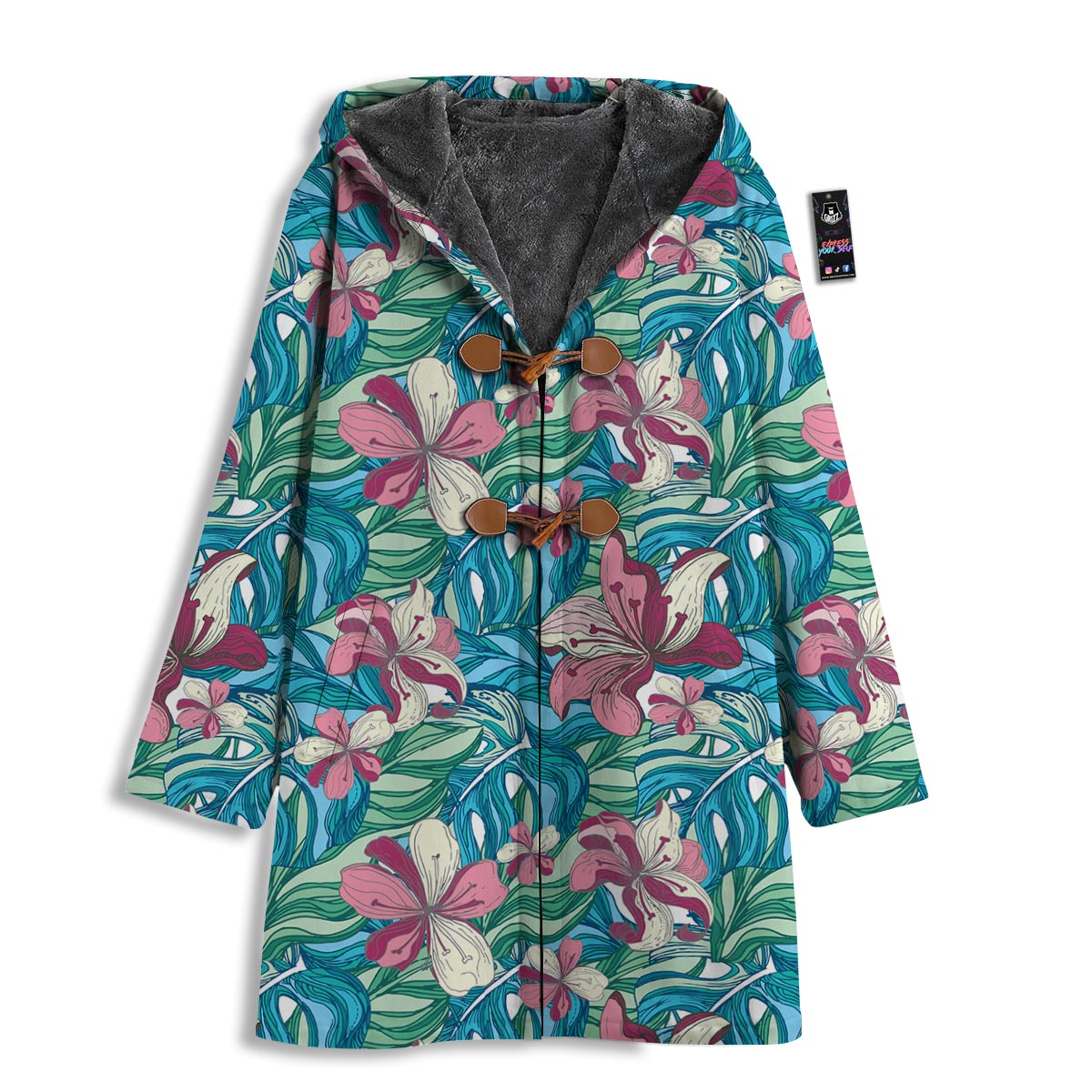 Tropical Blossom Teal Pink Print Pattern Men's Windbreaker Jacket-grizzshop