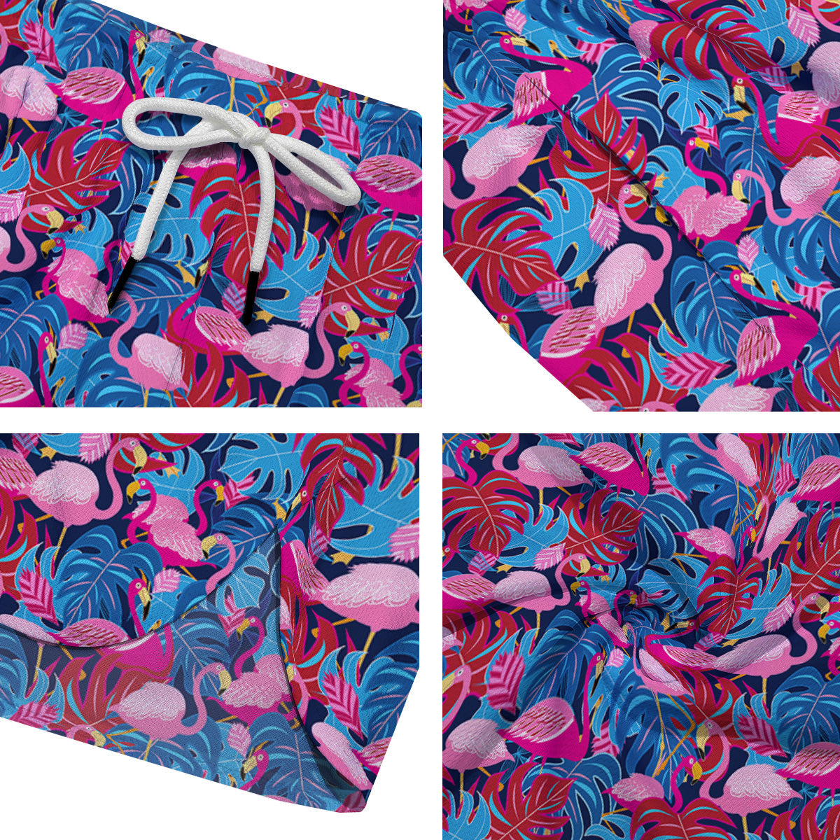 Tropical Blue And Pink Flamingo Print Men's Running Shorts-grizzshop