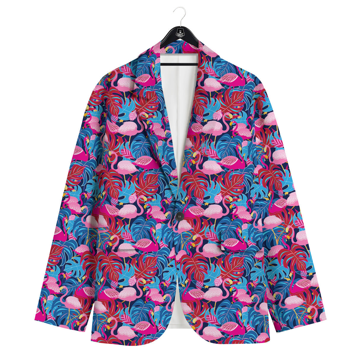 Tropical Blue And Pink Flamingo Print Men's Sport Coat-grizzshop