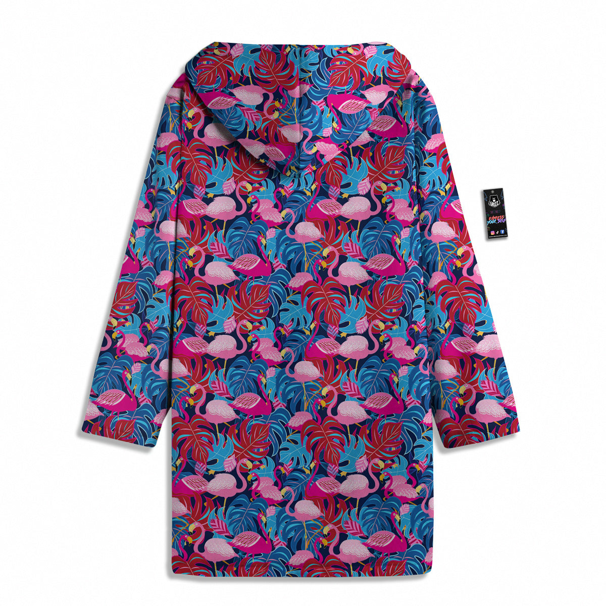 Tropical Blue And Pink Flamingo Print Men's Windbreaker Jacket