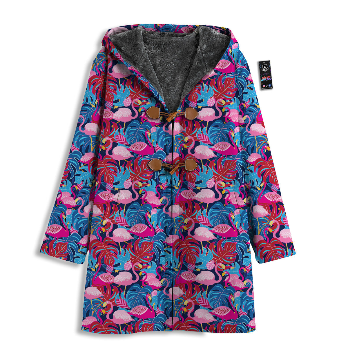 Tropical Blue And Pink Flamingo Print Men's Windbreaker Jacket