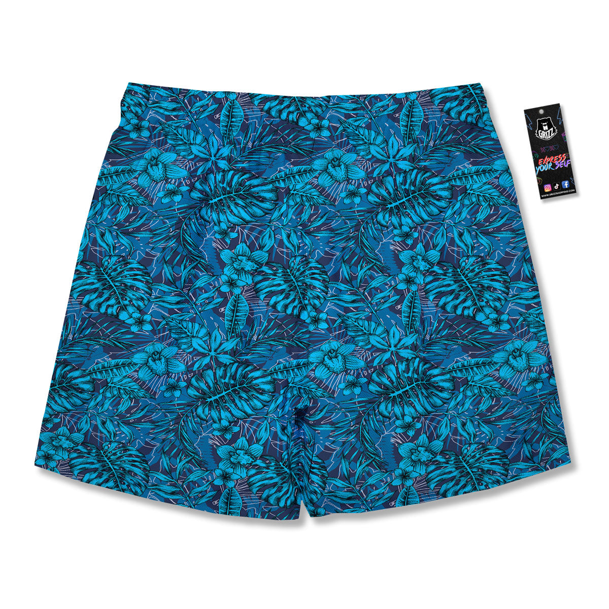 Tropical Blue Hawaiian Print Pattern Men's Running Shorts-grizzshop