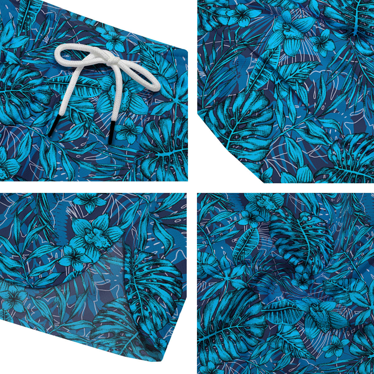 Tropical Blue Hawaiian Print Pattern Men's Running Shorts-grizzshop