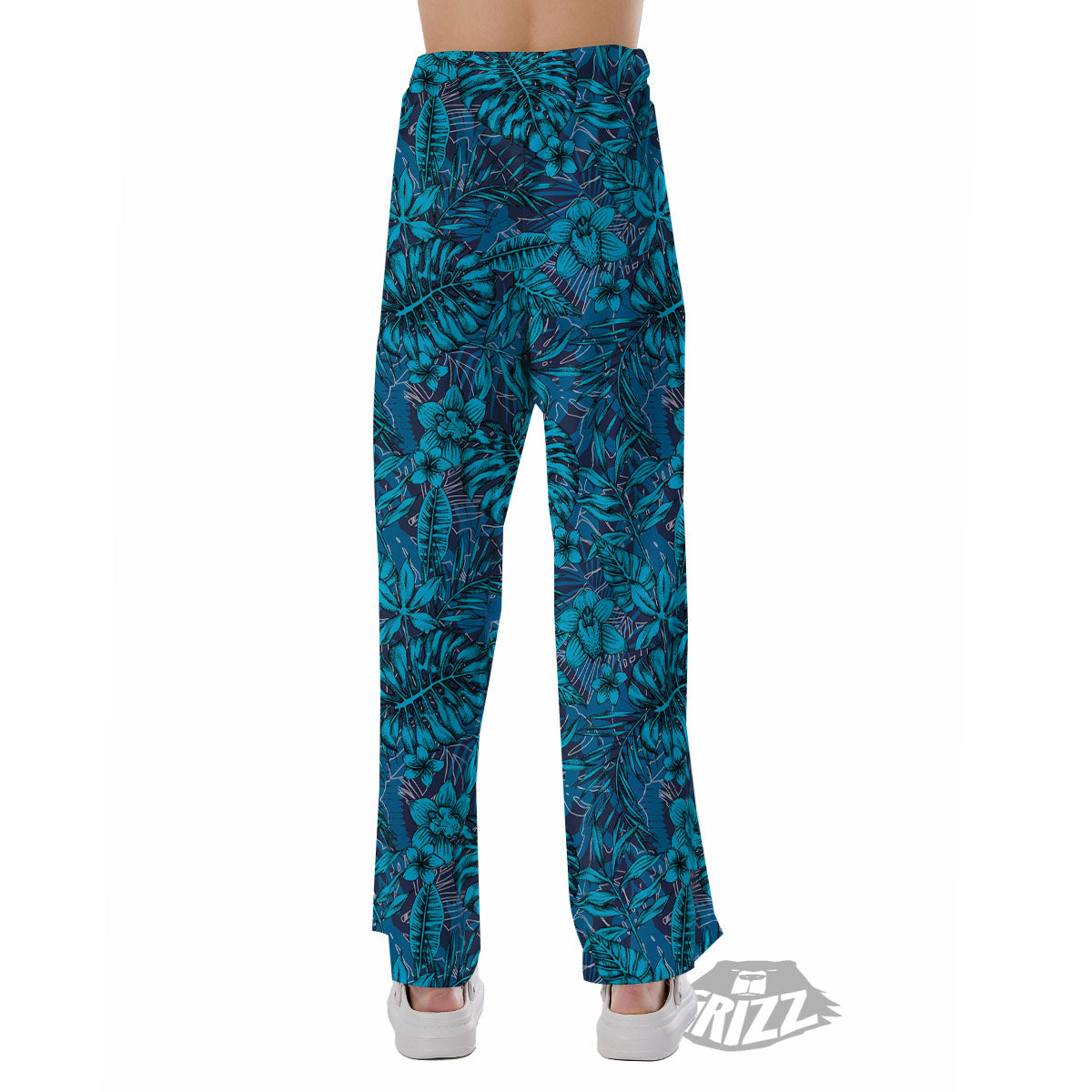 Tropical Blue Hawaiian Print Pattern Pajama Pants-grizzshop