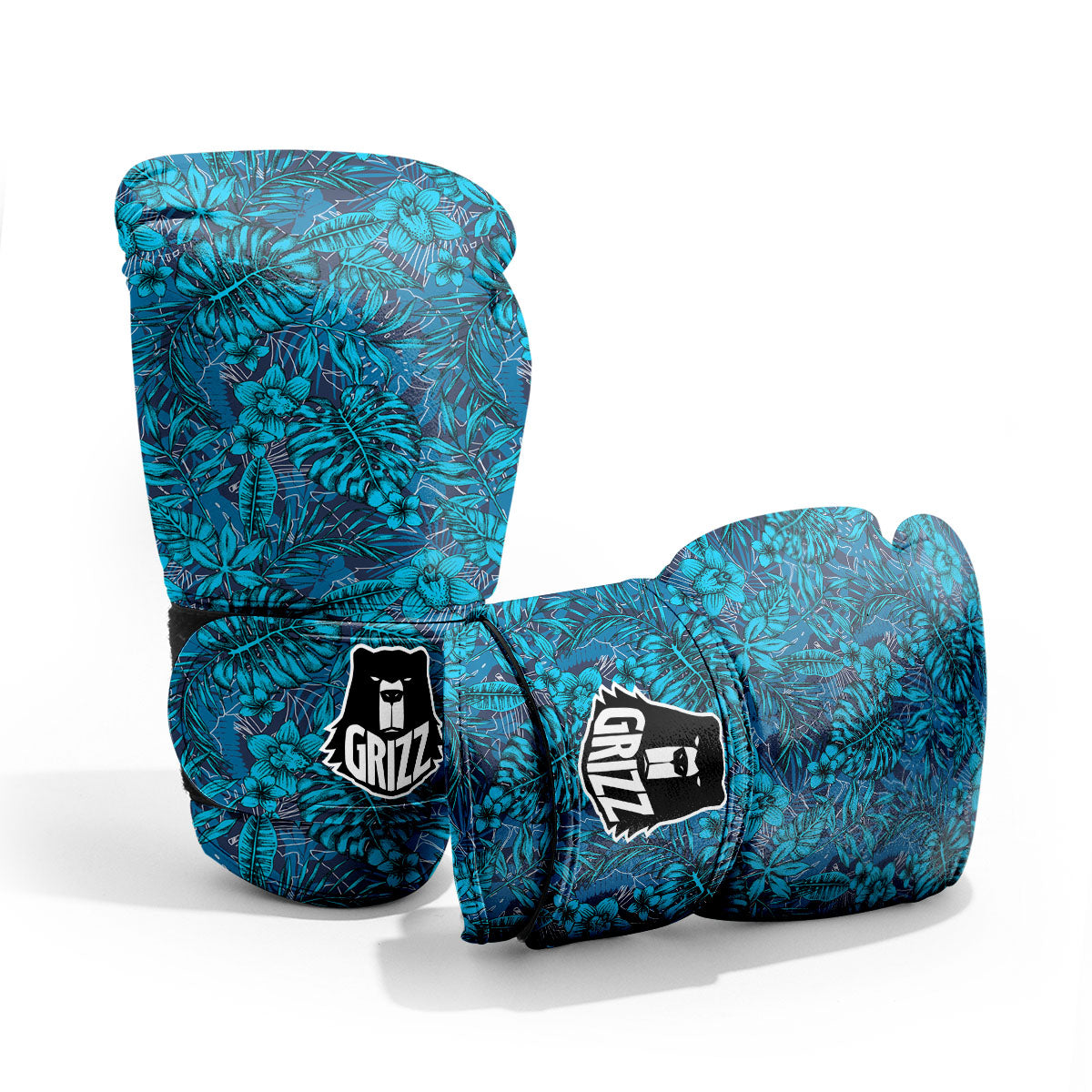 Tropical Blue Hawaiian Print Pattern Sparring Gloves-grizzshop