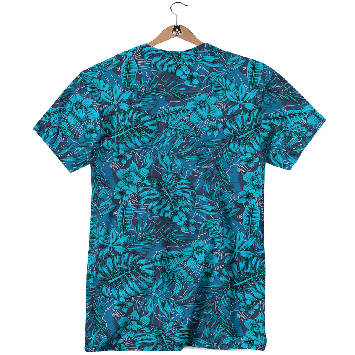 Tropical Blue Hawaiian Print Pattern T-Shirt-grizzshop