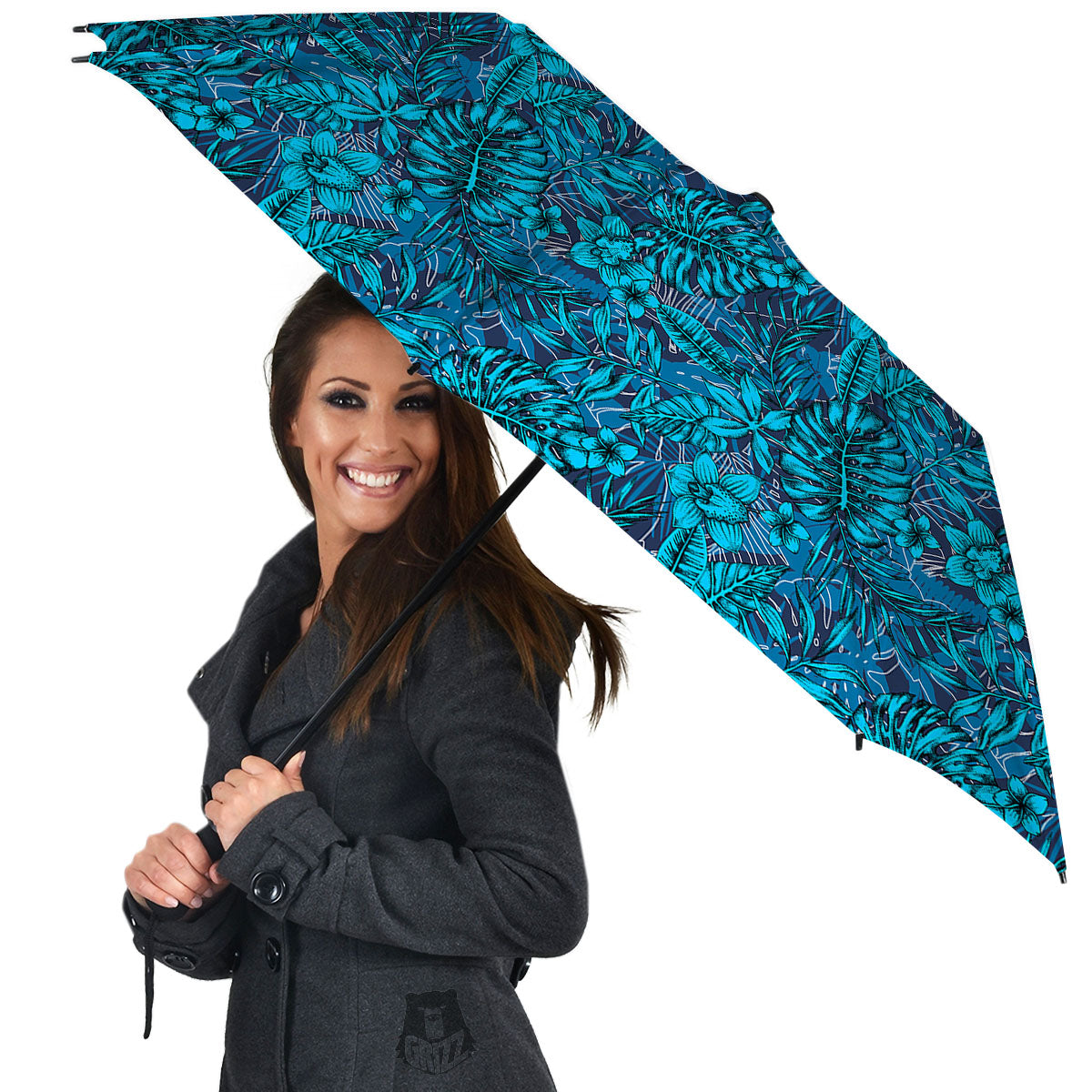 Tropical Blue Hawaiian Print Pattern Umbrella-grizzshop