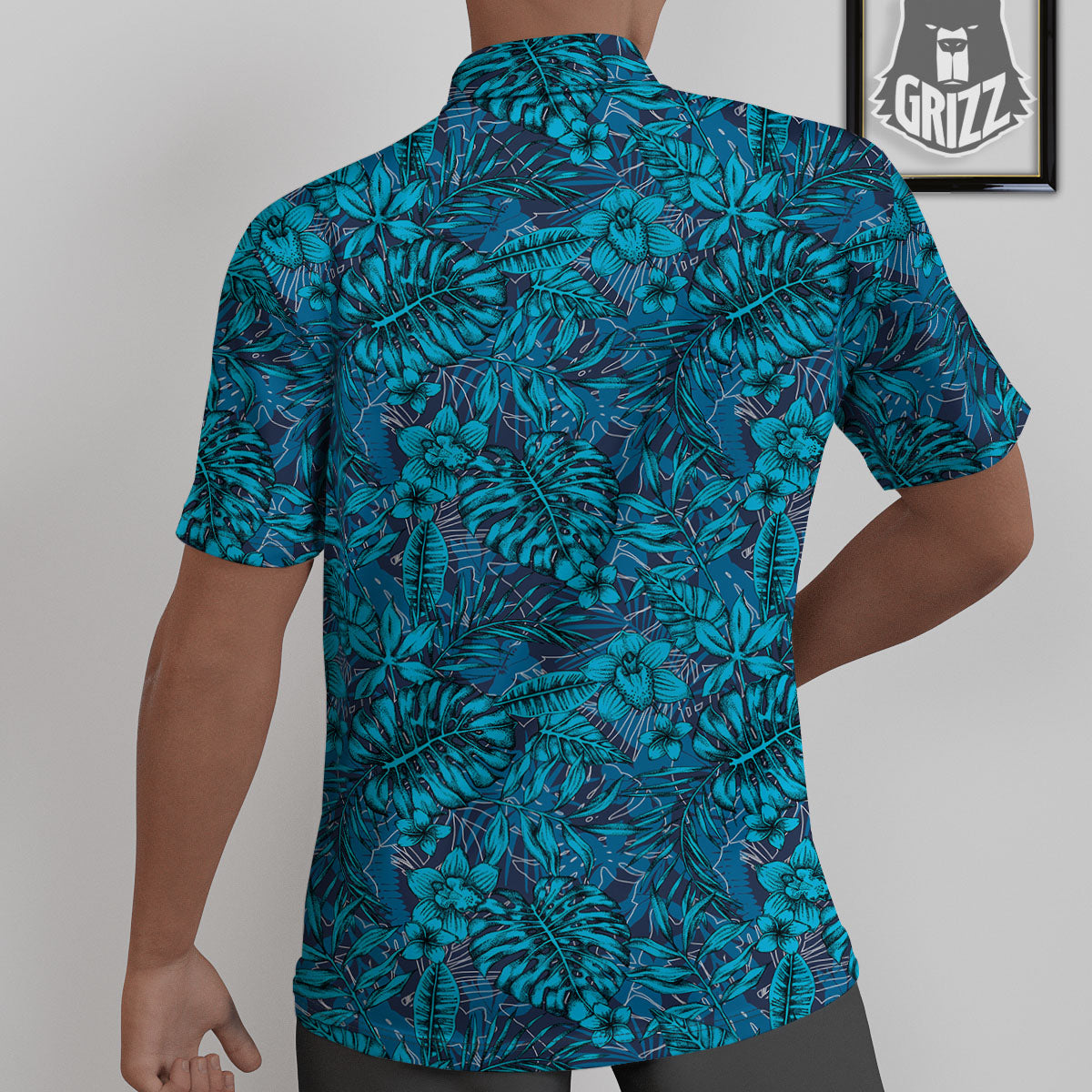 Tropical Blue Hawaiian Print Pattern Untucked Shirts-grizzshop