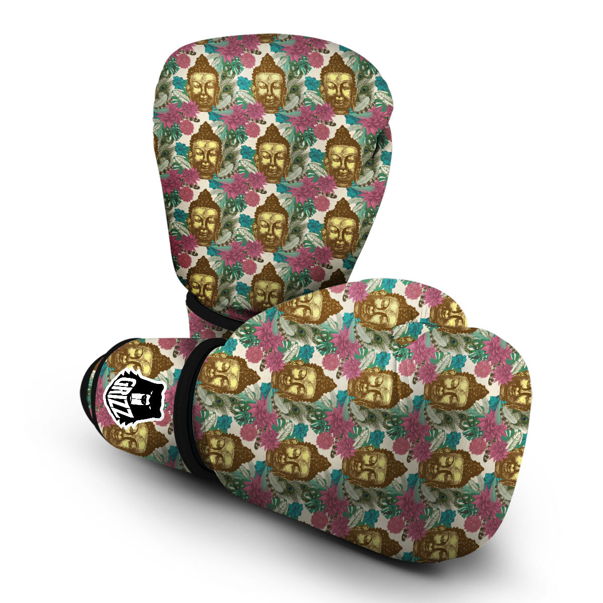 Tropical Buddha Pattern Boxing Gloves-grizzshop