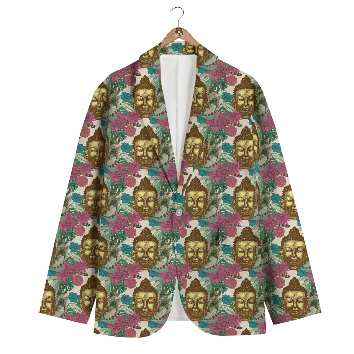 Tropical Buddha Pattern Men's Blazer-grizzshop