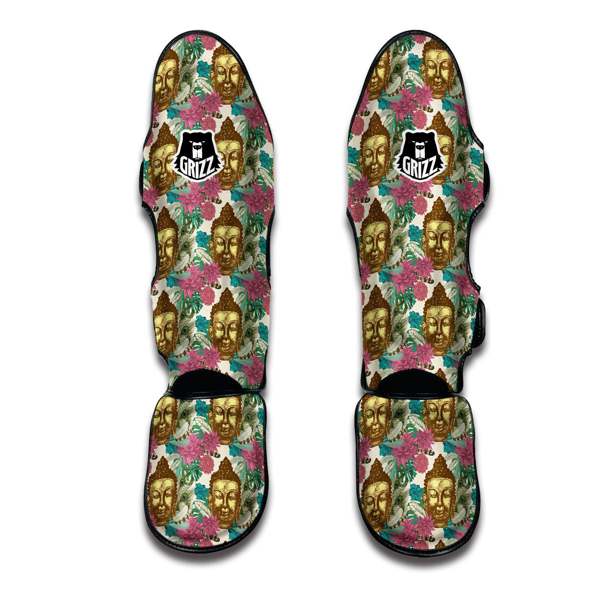 Tropical Buddha Pattern Muay Thai Shin Guards-grizzshop