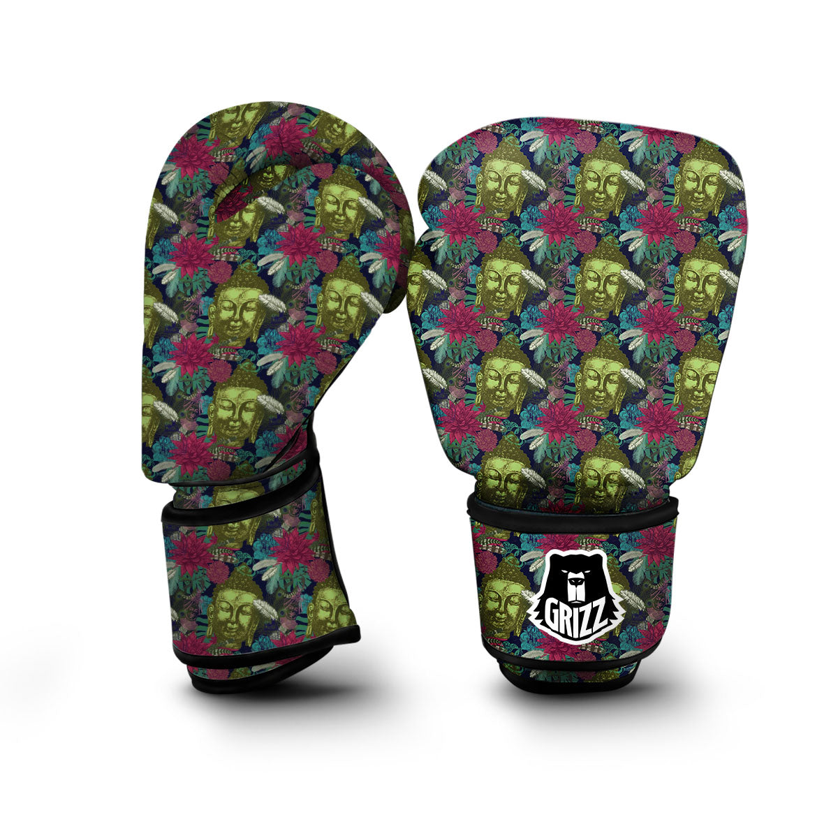 Tropical Buddha Pattern Print Boxing Gloves-grizzshop