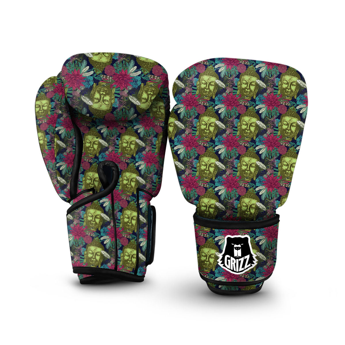 Tropical Buddha Pattern Print Boxing Gloves-grizzshop