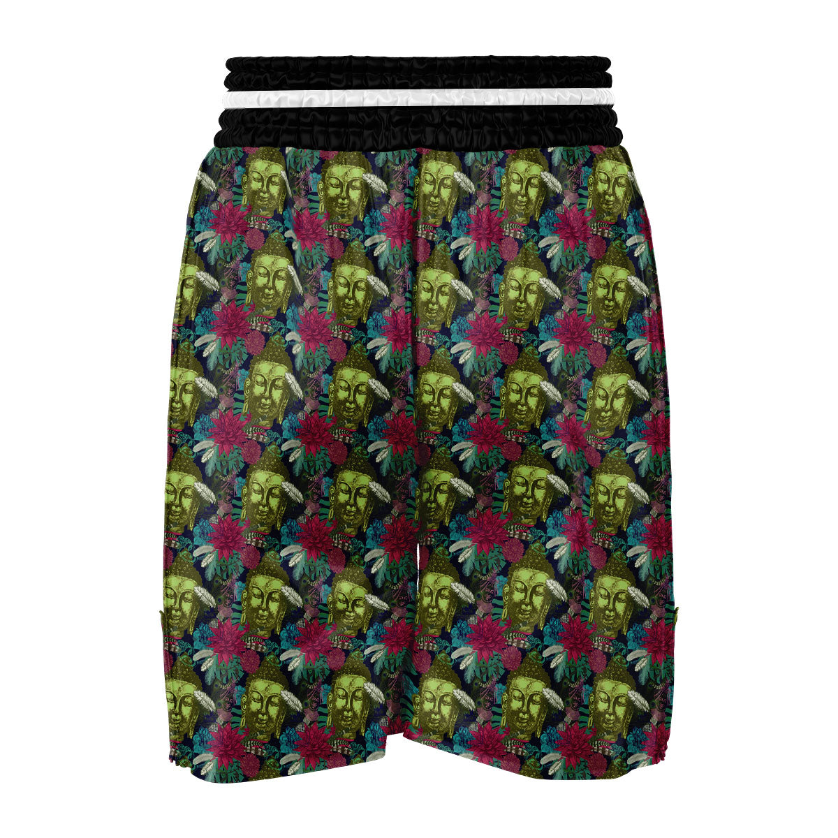 Tropical Buddha Pattern Print Boxing Shorts-grizzshop
