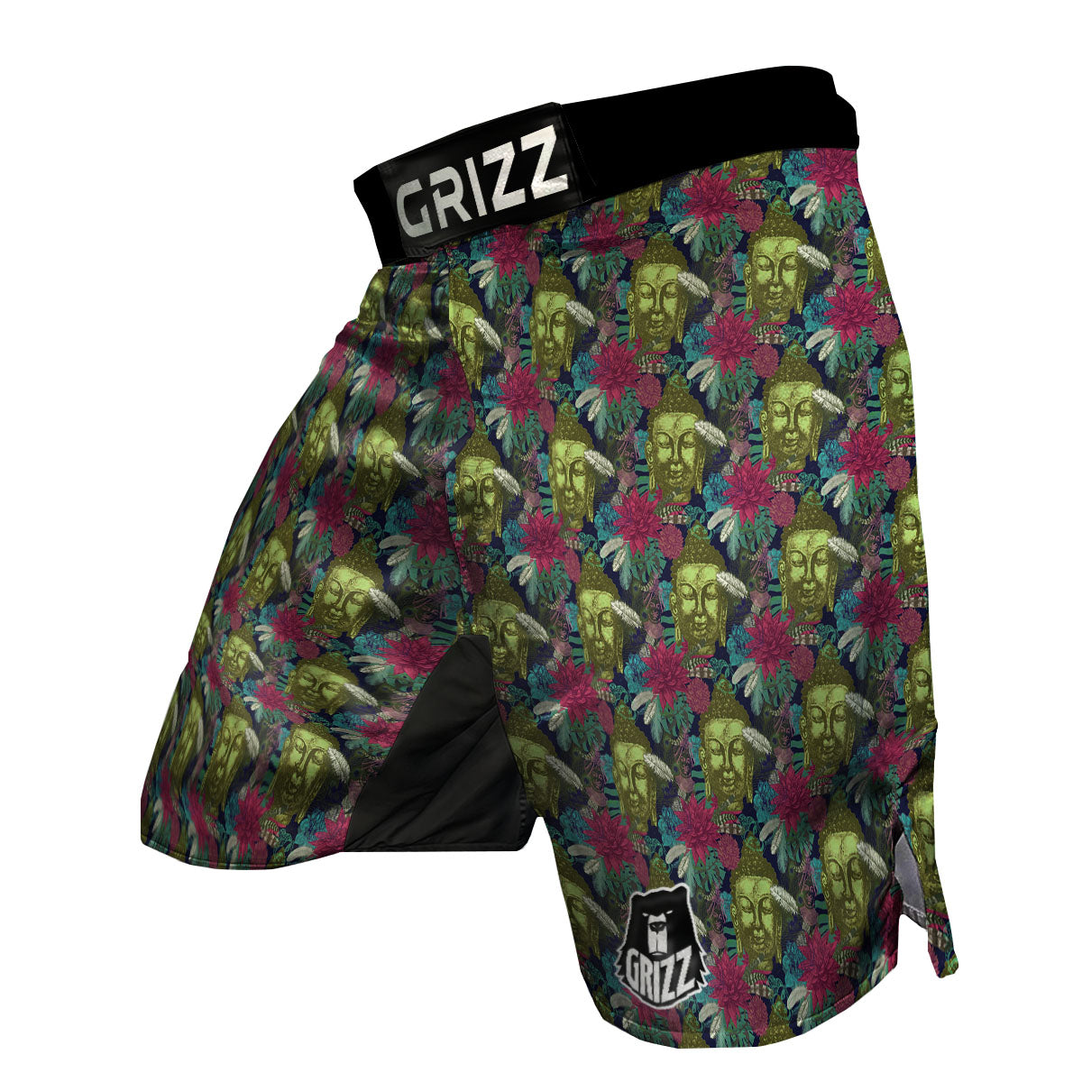 Tropical Buddha Pattern Print MMA Shorts-grizzshop