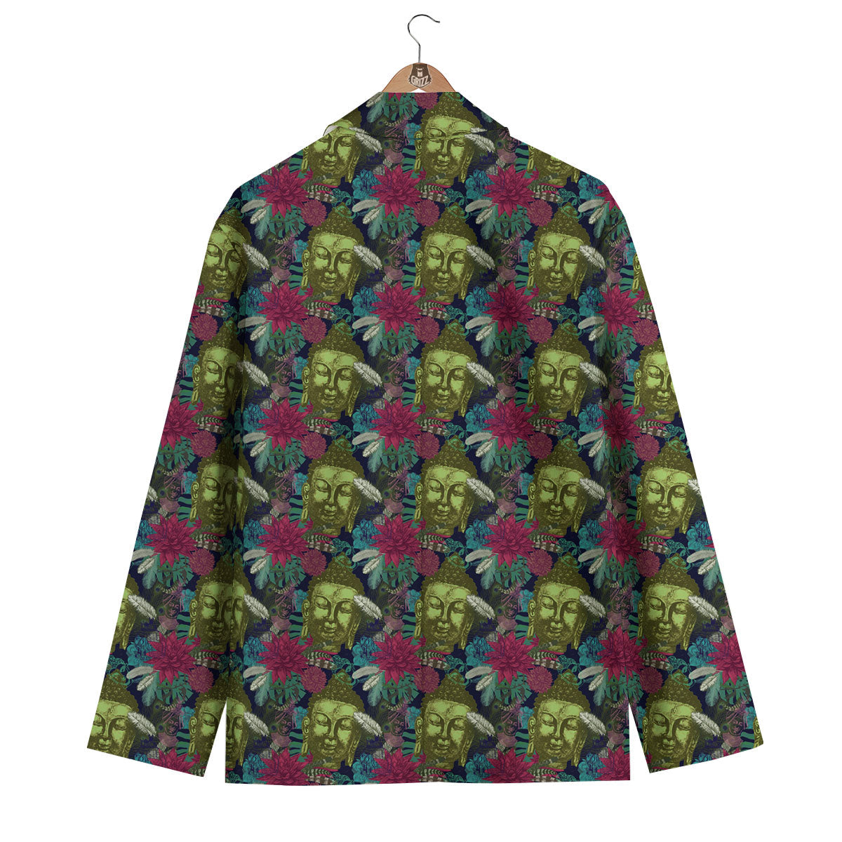 Tropical Buddha Pattern Print Men's Blazer-grizzshop