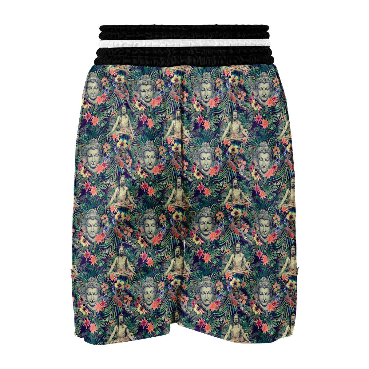 Tropical Buddha Print Boxing Shorts-grizzshop
