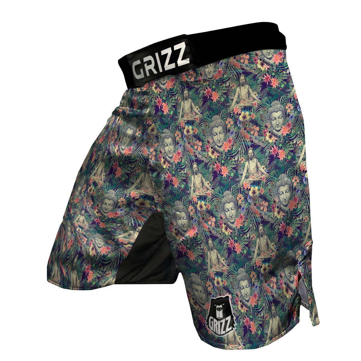 Tropical Buddha Print MMA Shorts-grizzshop