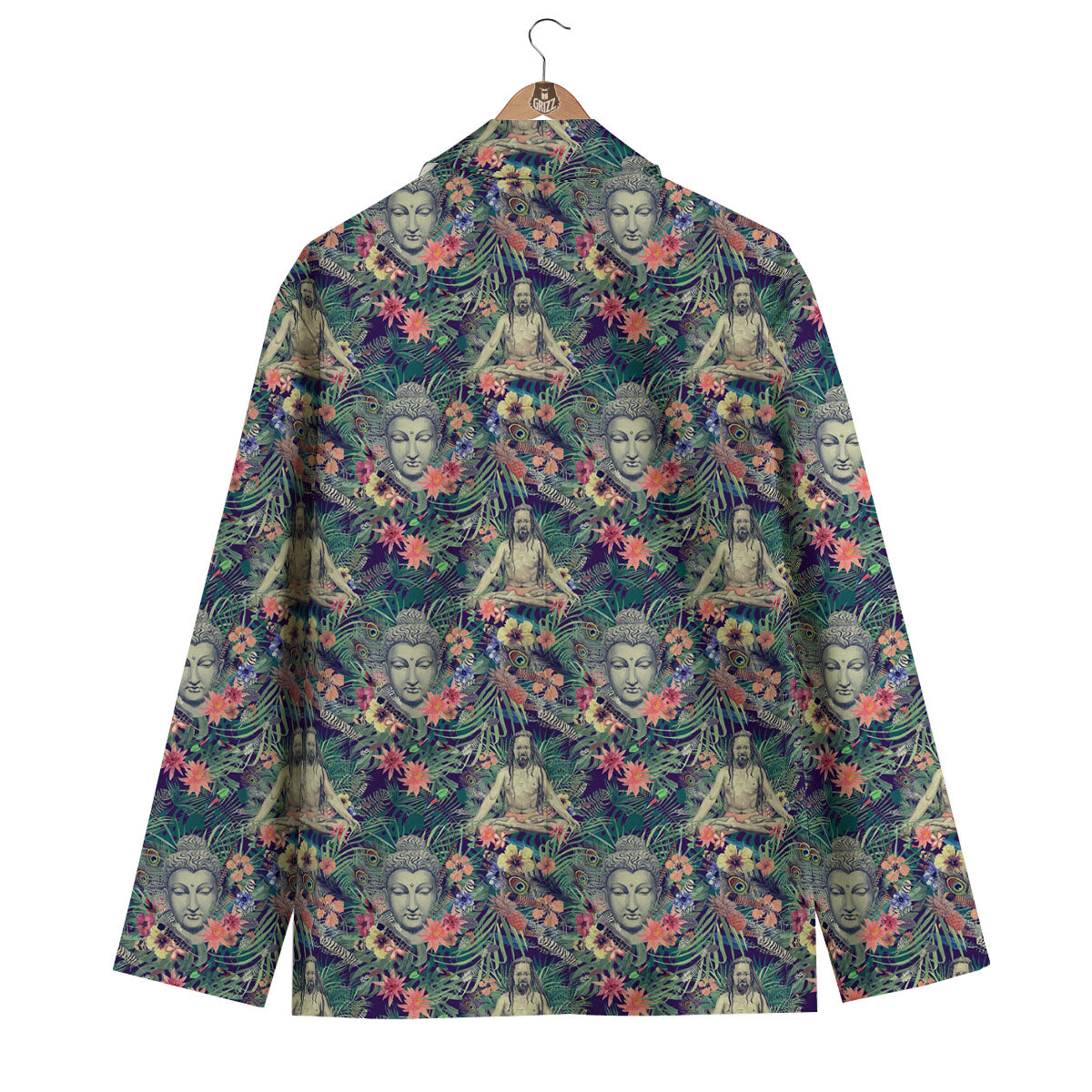 Tropical Buddha Print Men's Blazer-grizzshop