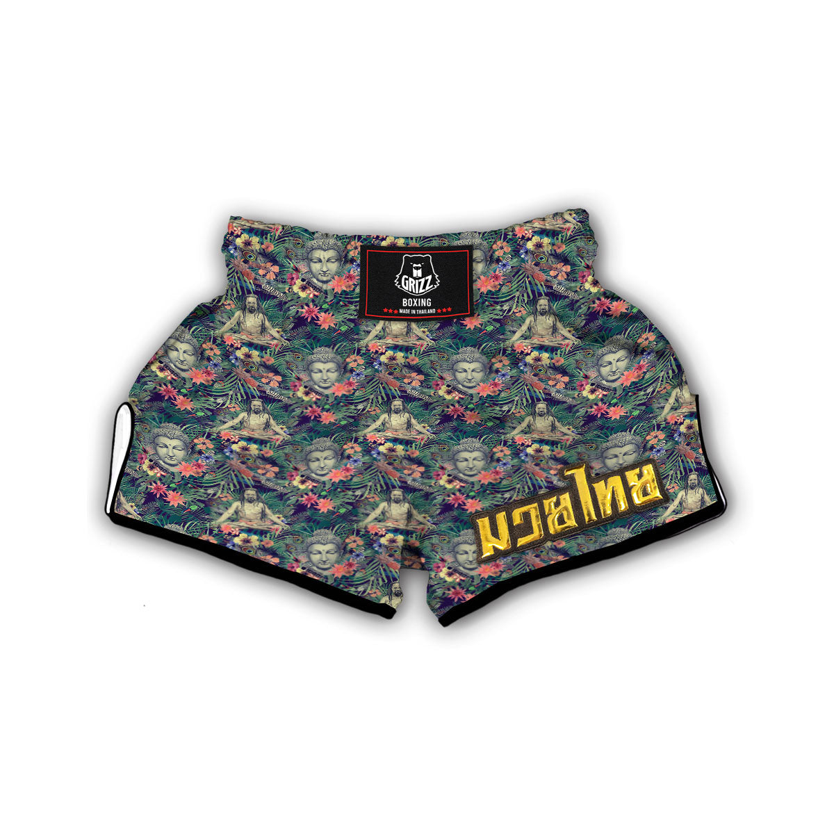 Tropical Buddha Print Muay Thai Boxing Shorts-grizzshop