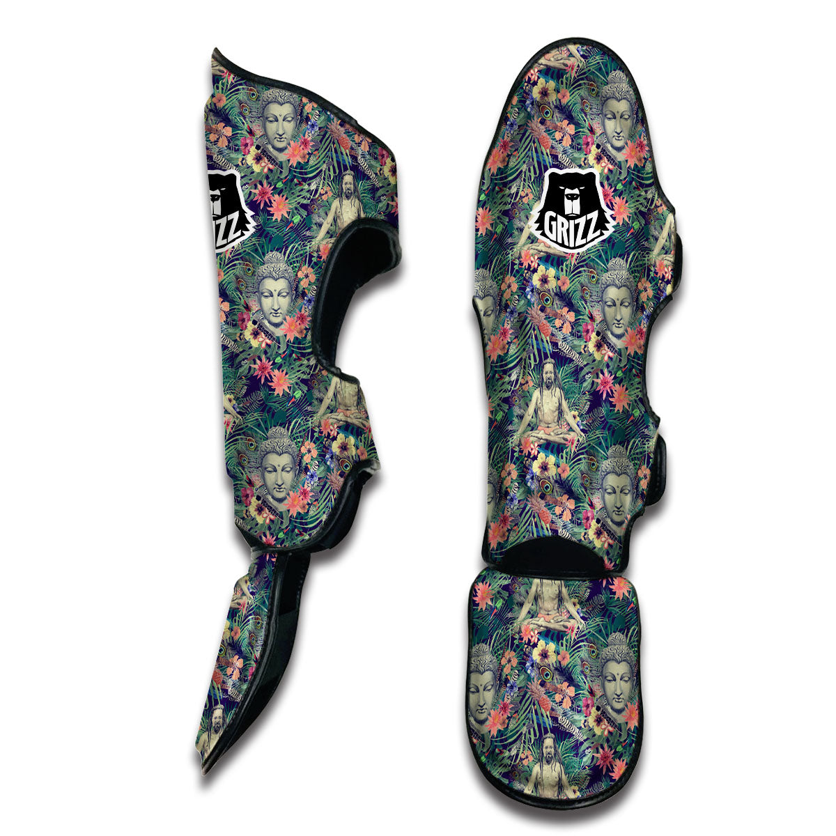 Tropical Buddha Print Muay Thai Shin Guards-grizzshop