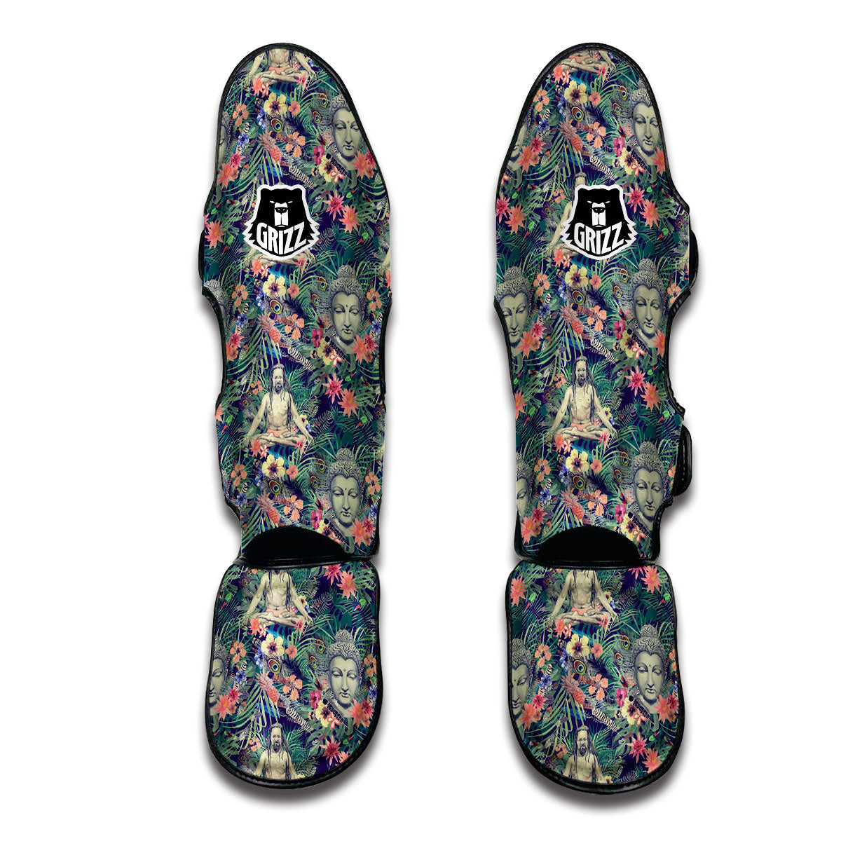 Tropical Buddha Print Muay Thai Shin Guards-grizzshop