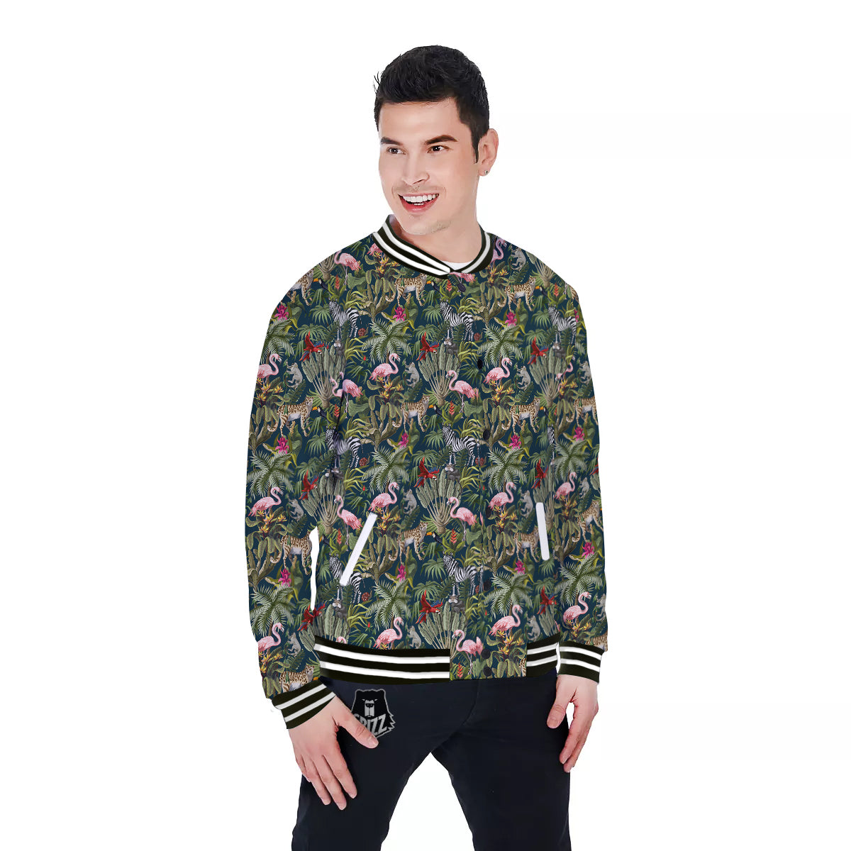 Tropical Cartoon Print Pattern Baseball Jacket-grizzshop