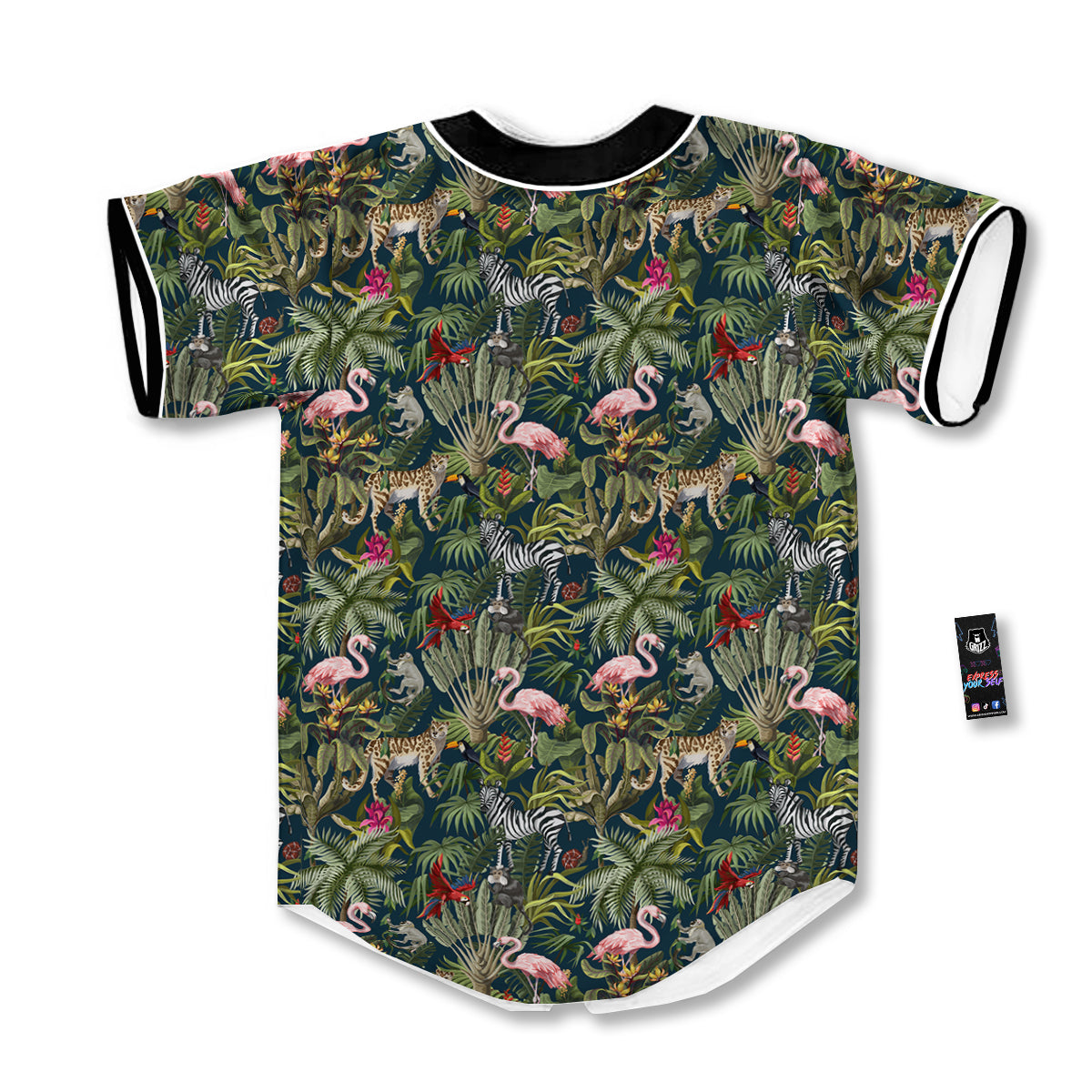 Tropical Cartoon Print Pattern Baseball Jersey-grizzshop