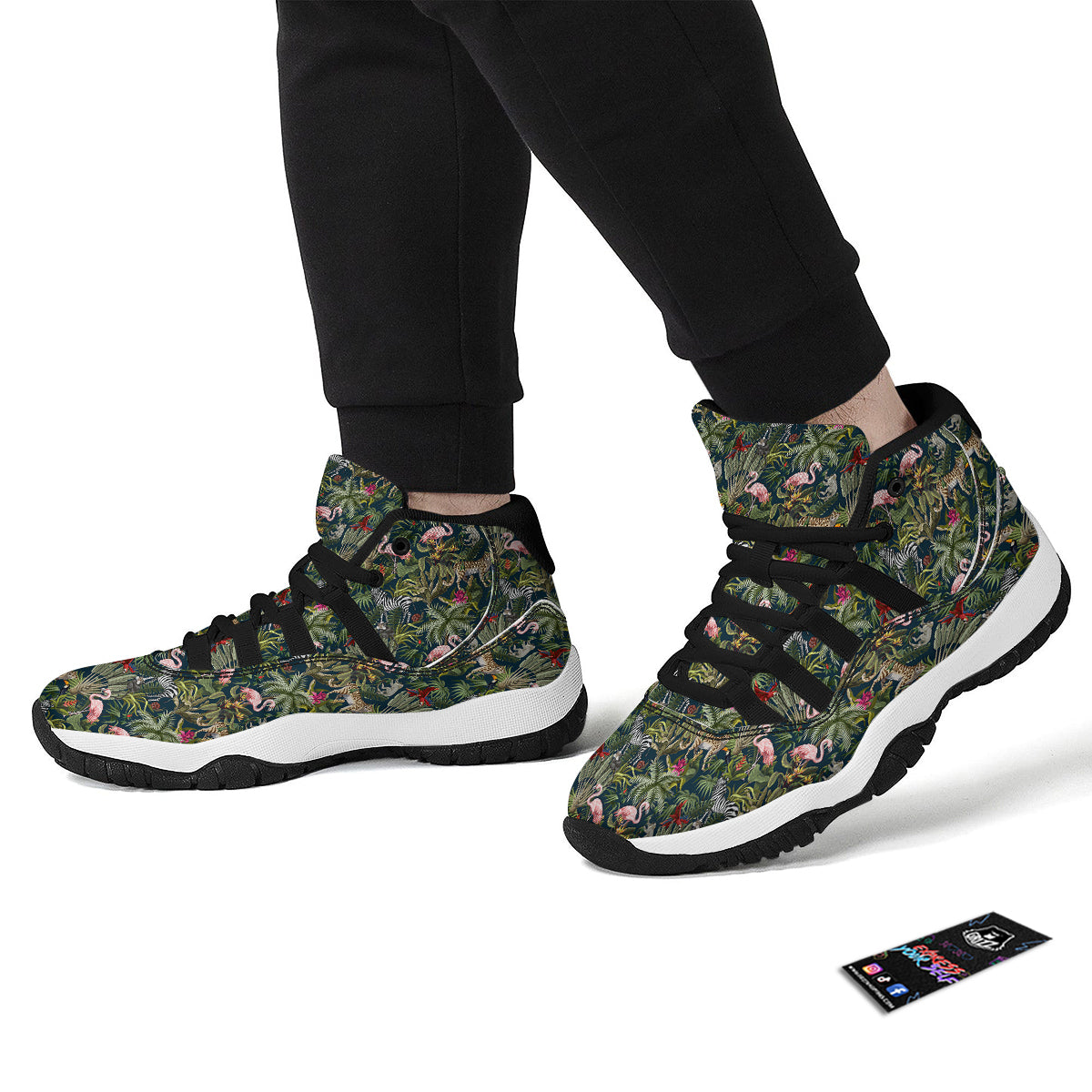 Tropical Cartoon Print Pattern Black Bball Shoes-grizzshop