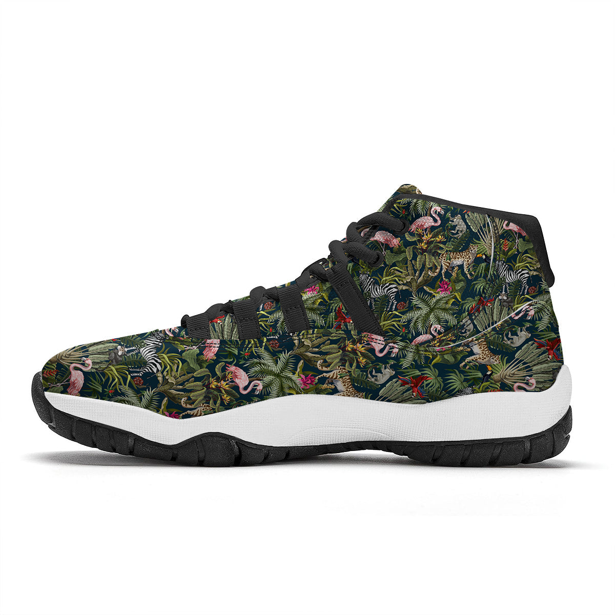Tropical Cartoon Print Pattern Black Bball Shoes-grizzshop