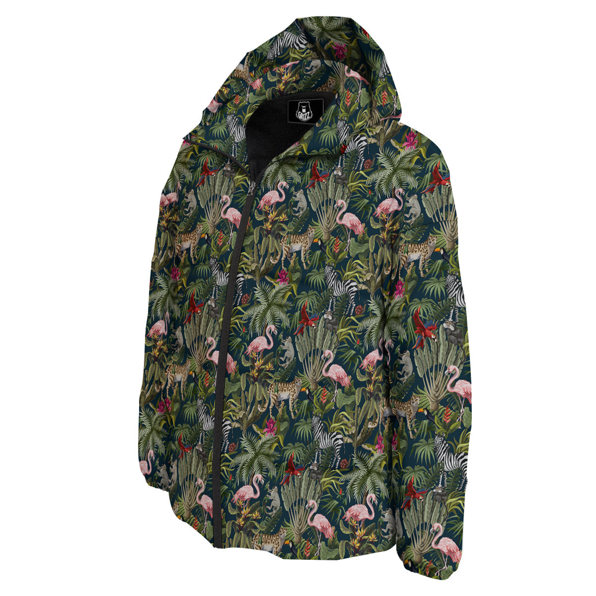 Tropical Cartoon Print Pattern Down Jacket-grizzshop