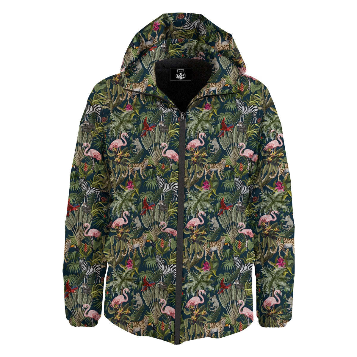 Tropical Cartoon Print Pattern Down Jacket-grizzshop