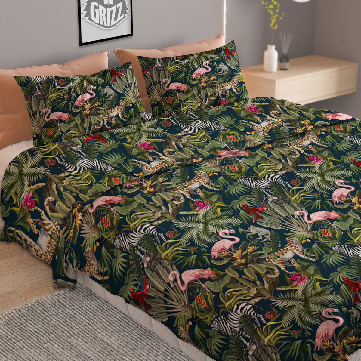 Tropical Cartoon Print Pattern Duvet Cover Bedding Set-grizzshop