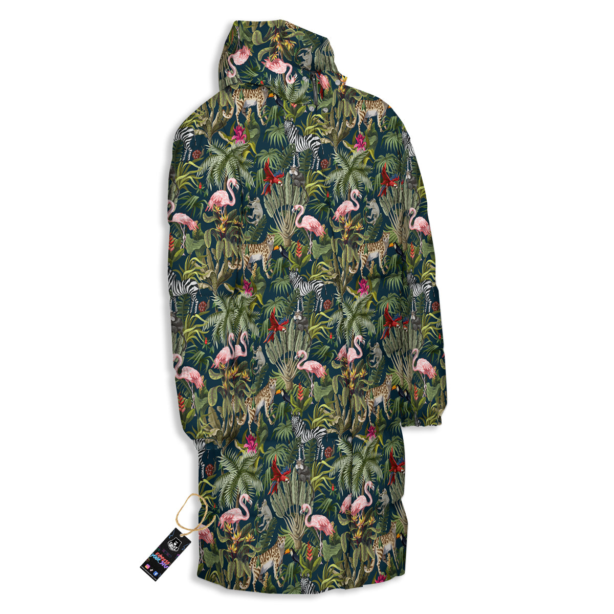 Tropical Cartoon Print Pattern Long Down Jacket-grizzshop