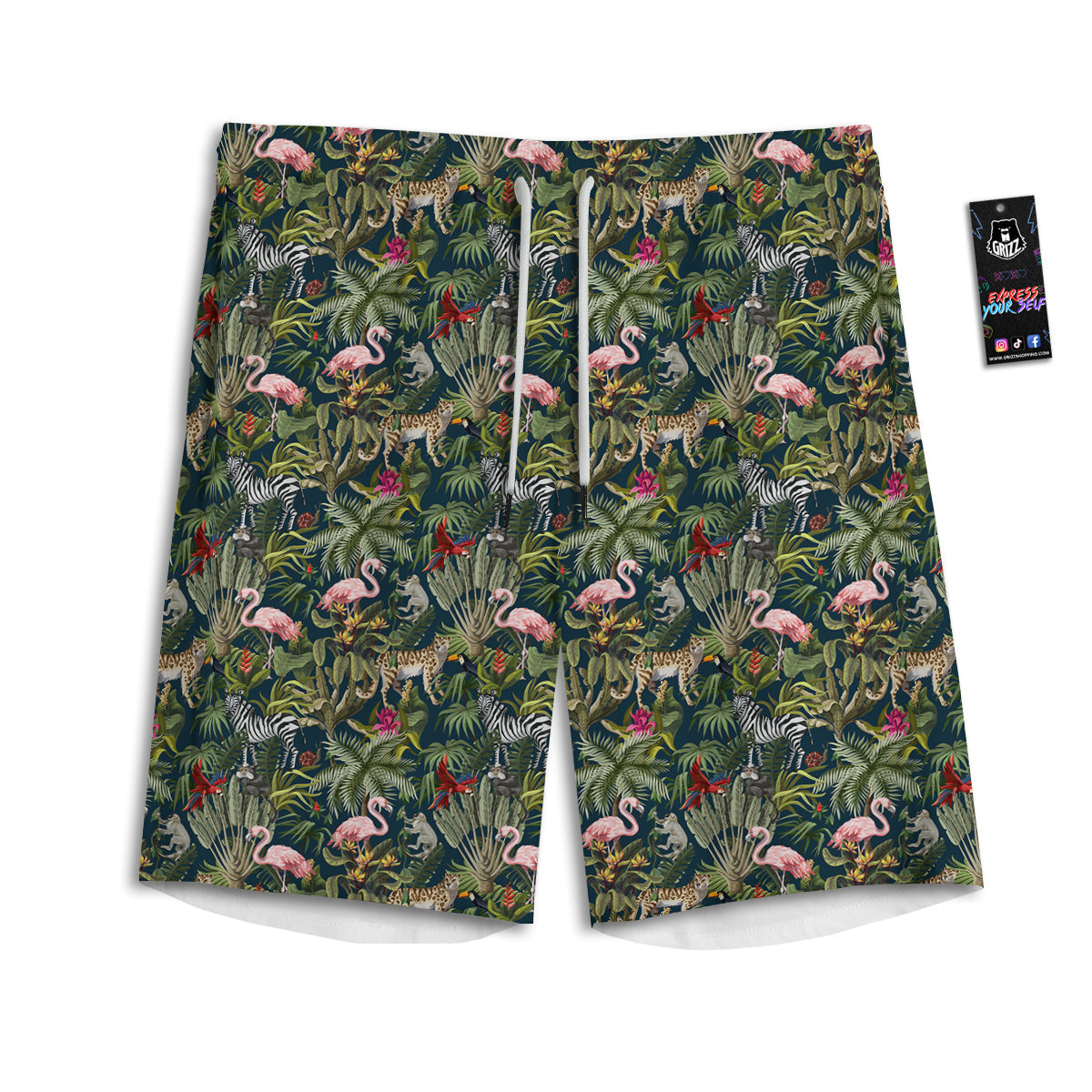 Tropical Cartoon Print Pattern Men's Athletic Shorts-grizzshop