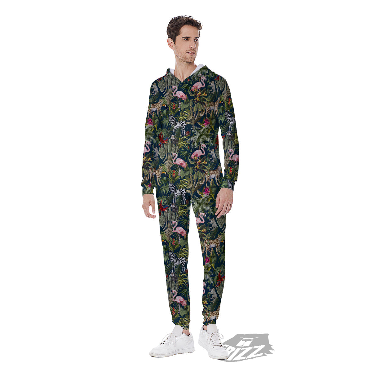 Tropical Cartoon Print Pattern Men's Jumpsuit-grizzshop