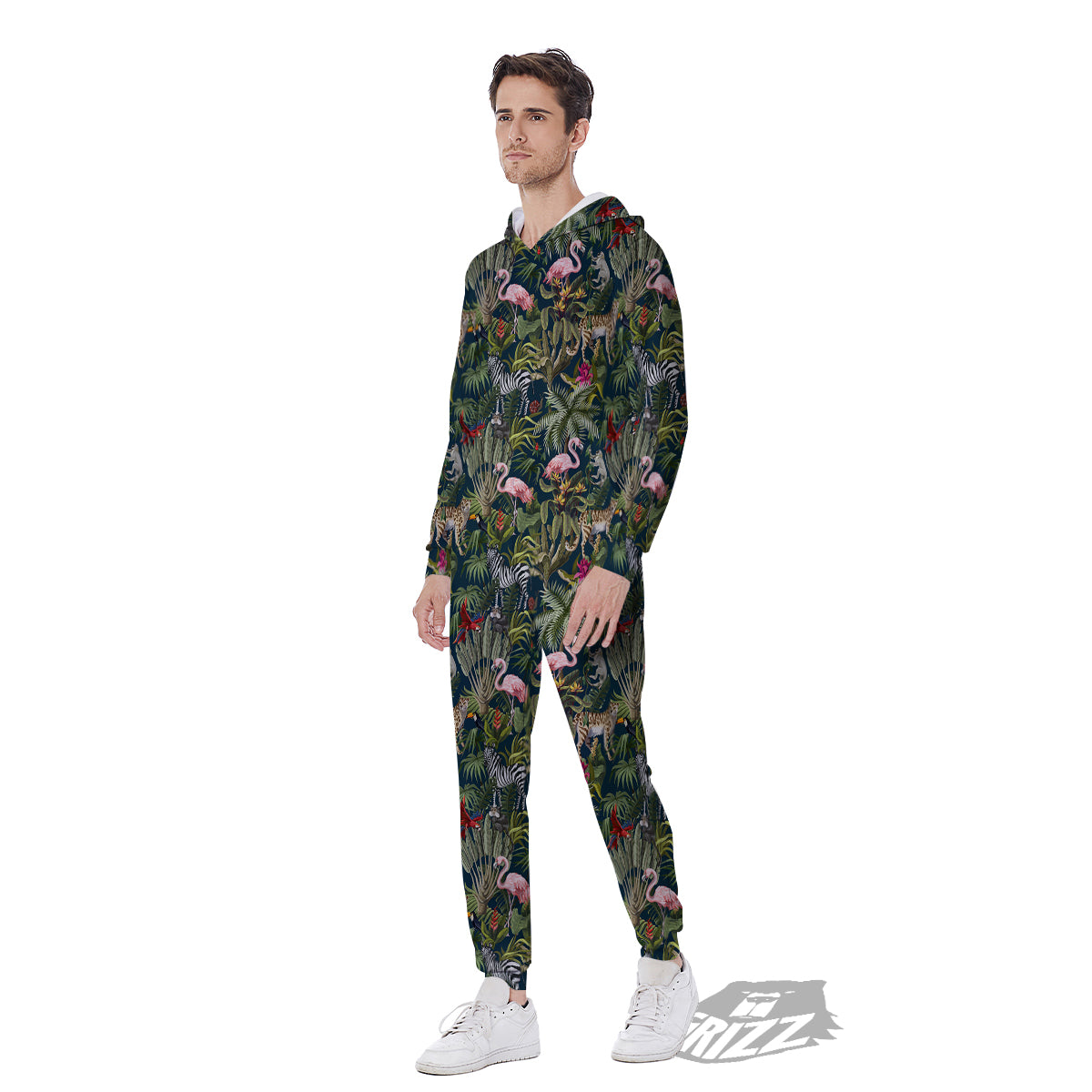 Tropical Cartoon Print Pattern Men's Jumpsuit-grizzshop