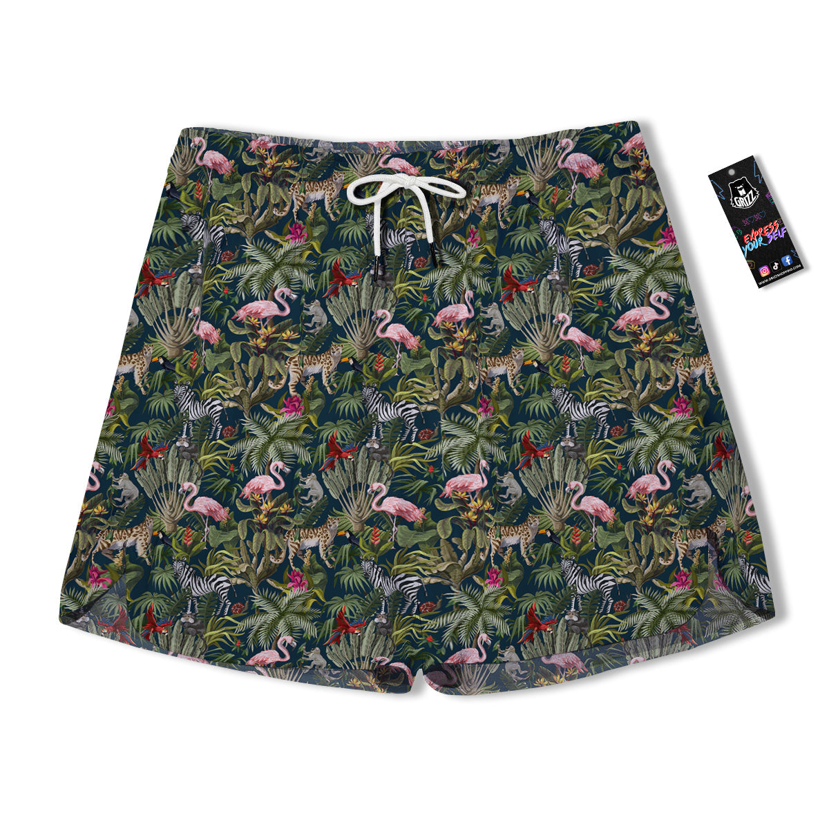 Tropical Cartoon Print Pattern Men's Running Shorts-grizzshop