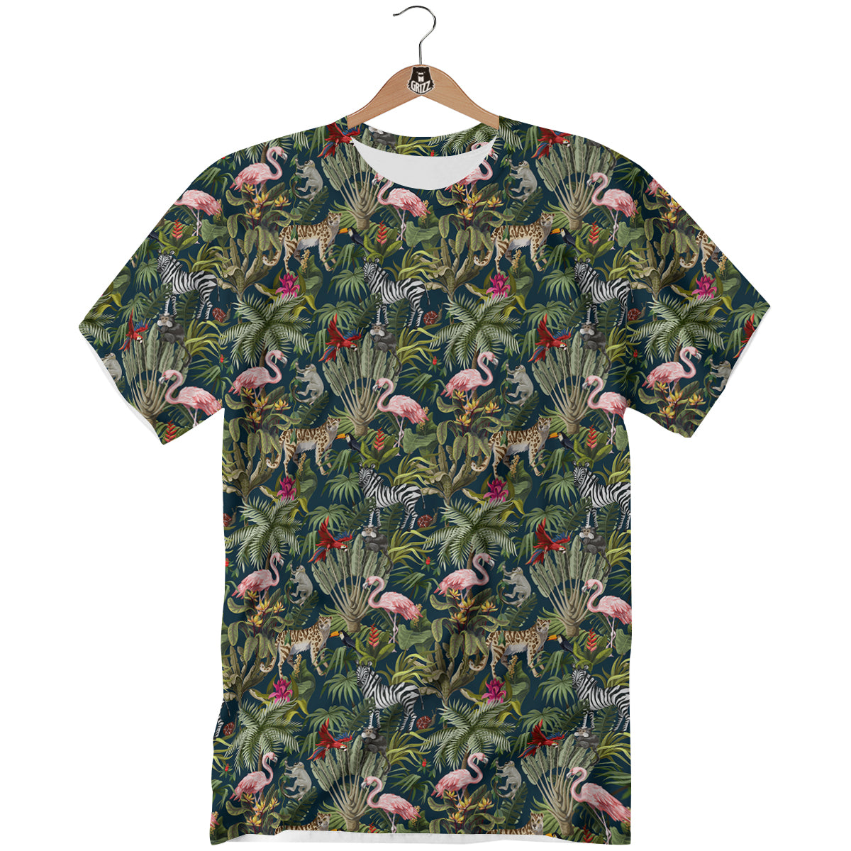 Tropical Cartoon Print Pattern T-Shirt-grizzshop