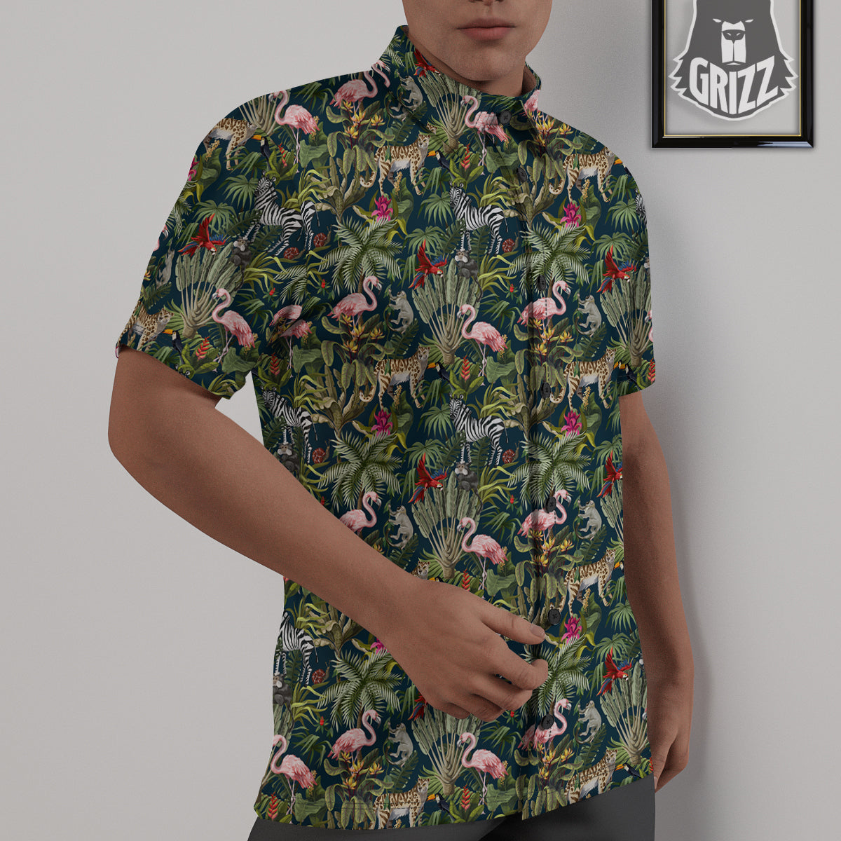 Tropical Cartoon Print Pattern Untucked Shirts-grizzshop