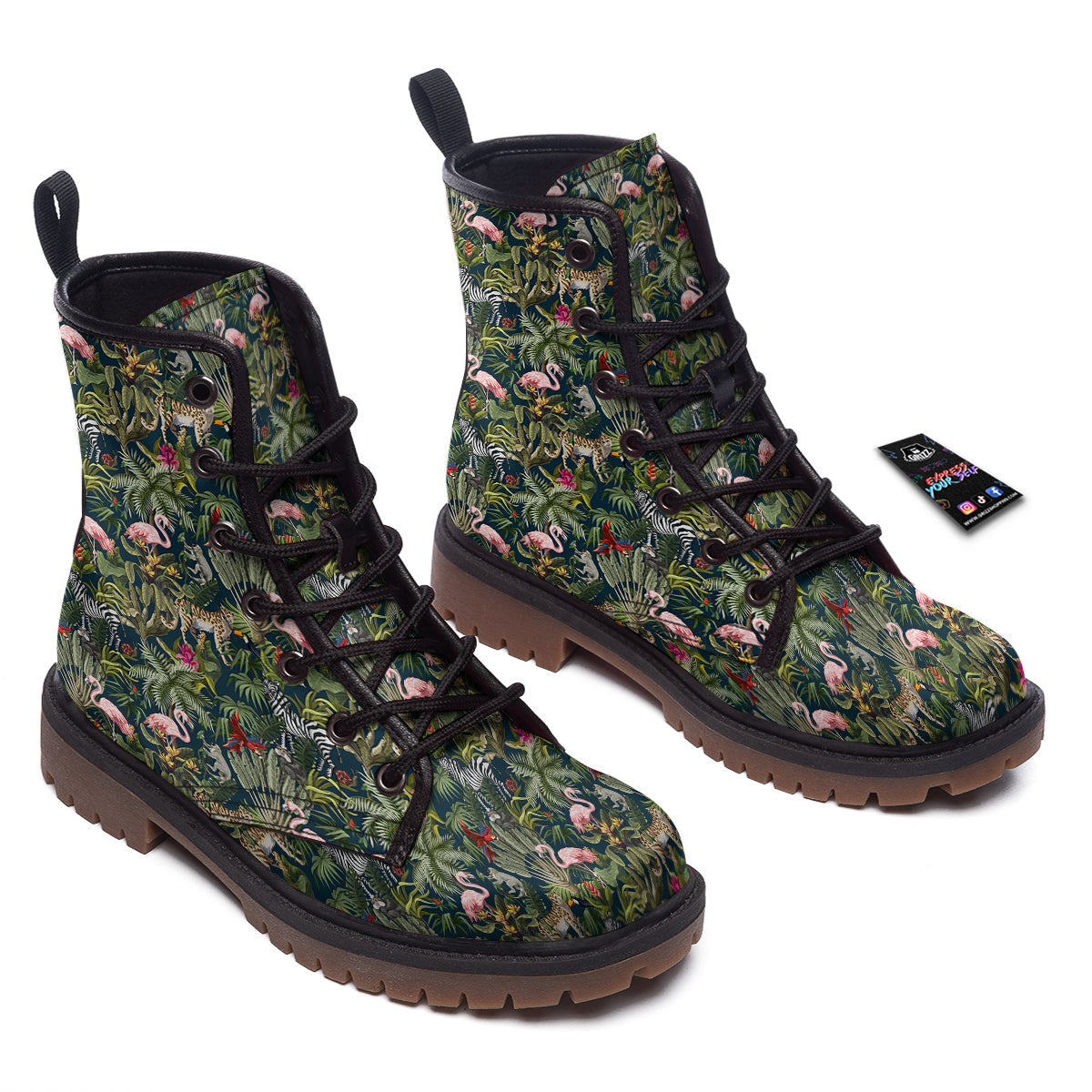 Tropical Cartoon Print Pattern Work Boots-grizzshop