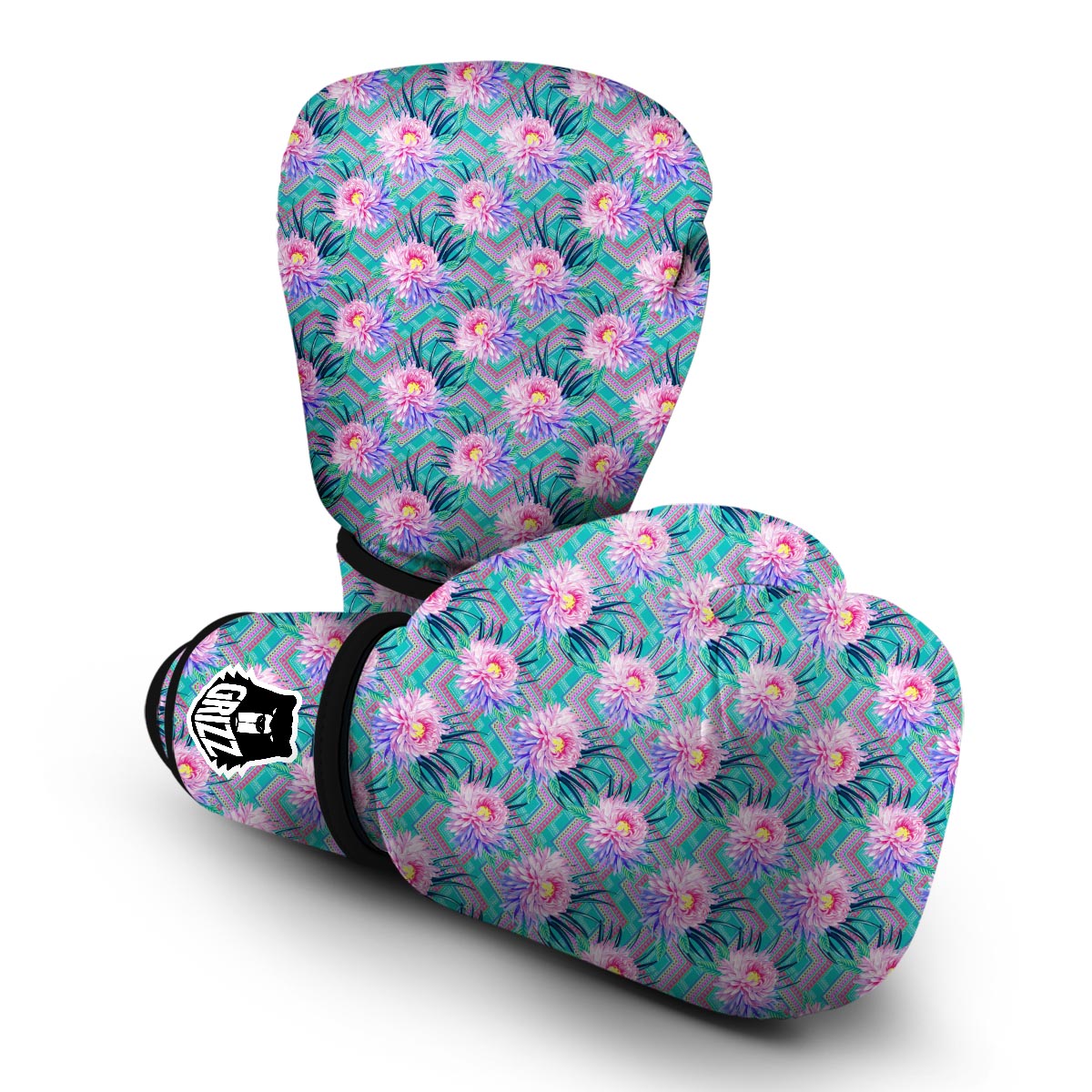 Tropical Chrysanthemum Flowers Boxing Gloves-grizzshop