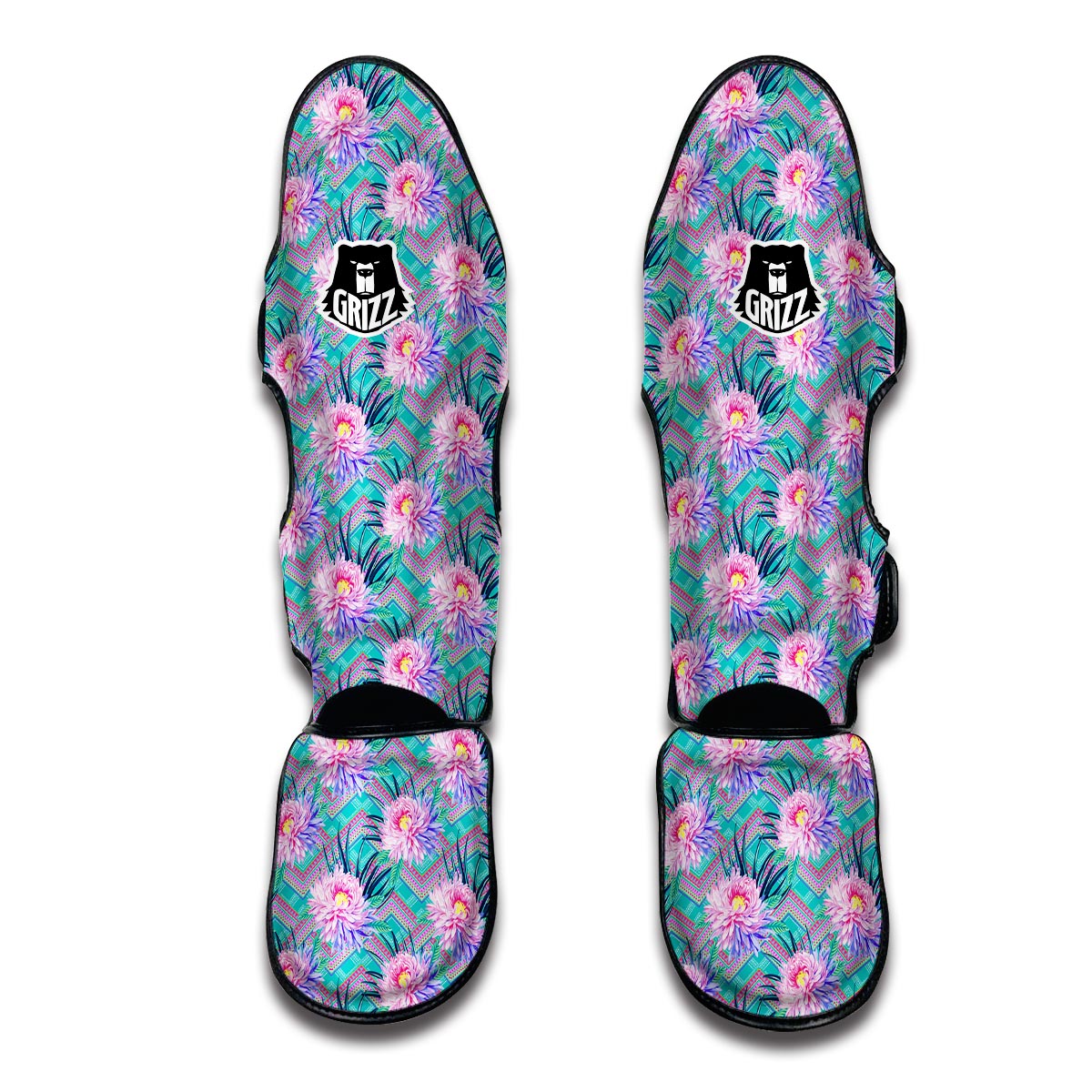 Tropical Chrysanthemum Flowers Muay Thai Shin Guards-grizzshop