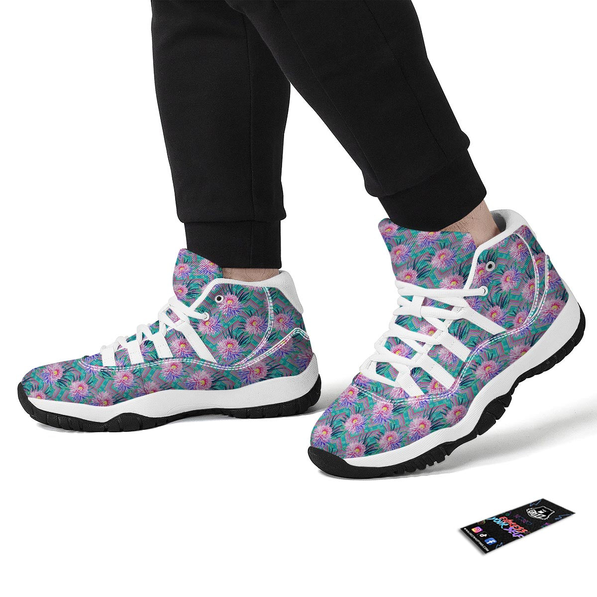 Tropical Chrysanthemum Flowers White Bball Shoes-grizzshop